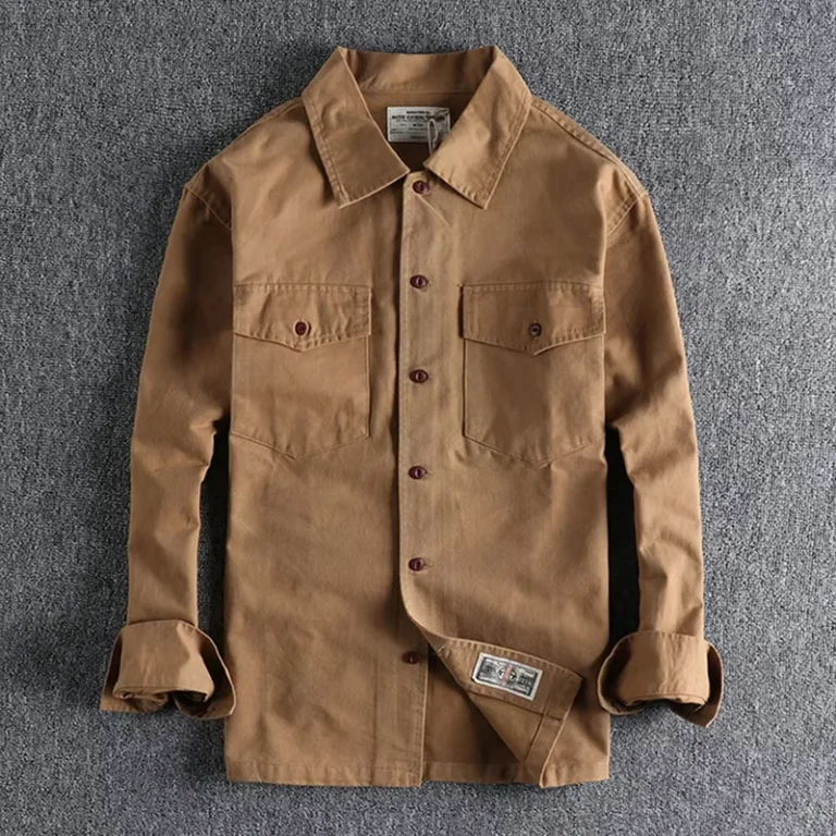 Custom-Mens-High-End-Cotton-Long-Sleeve-Washed-Retro-Shirt