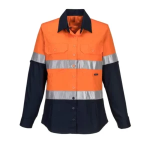 Custom Mens’ Industrial Security Workwear Long Sleeve Hi Vis Cotton Construction Safety Work Shirt Reflective