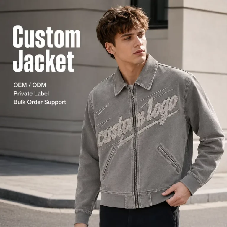 Custom-Mens-Jacket-Vintage-Washed-Embroidery-Heavyweight-Streetwear-Acid-Wash-Cotton-Canvas-Casual-Workwear-Bomber-Zip-Up-Jacket