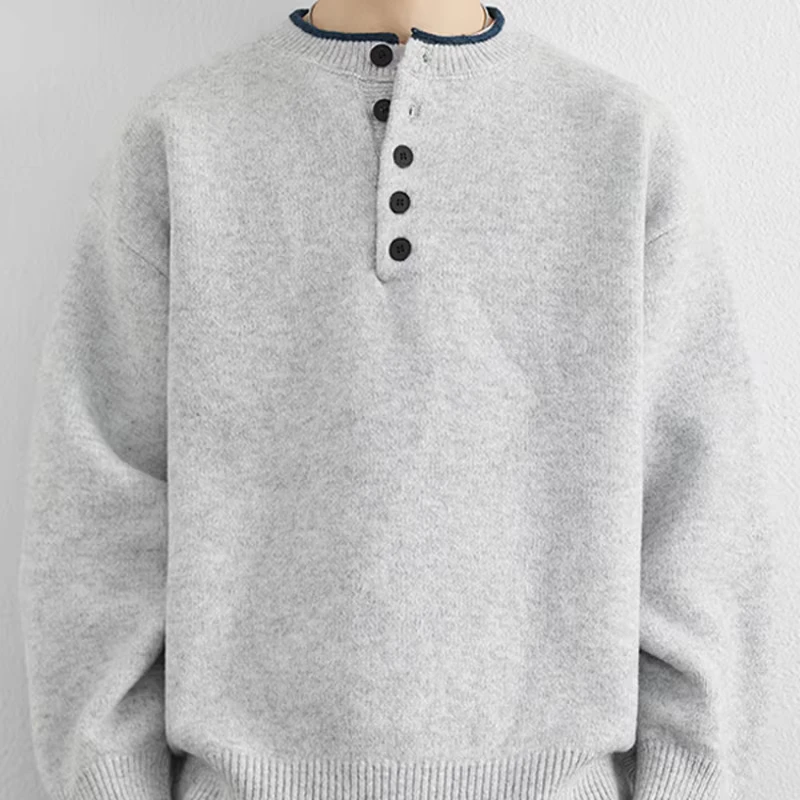 Custom Men's Knitted Casual Solid Sweater