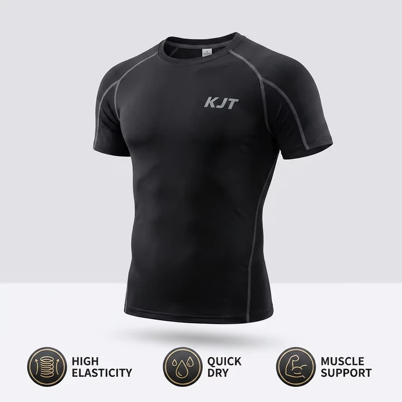 Custom Men's Lightweight Breathable Quick-Dry Compression Running Training T-Shirt