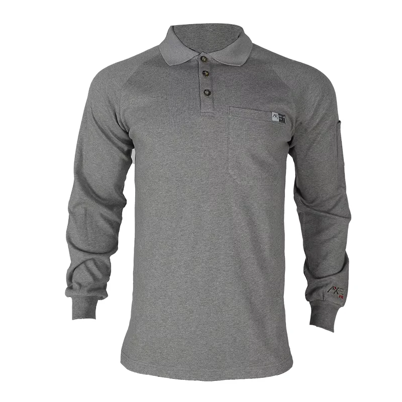 Custom Men's Long Sleeve Knit Flame Resistant T Shirts NFPA2112 CAT2 Welding Moisture Wicking FR Polo Fire Retardant Shirts