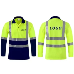 Custom Mens Long Sleeve Polyester Traffic Road Reflective Workwear t Shirt Mining Construction Work Hi Vis Safety Polo Shirts