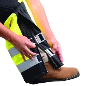 Custom Mens Multi Pockets Hi Vis Cargo Bib Pants Reflective Tape Working Uniform Bib Pants