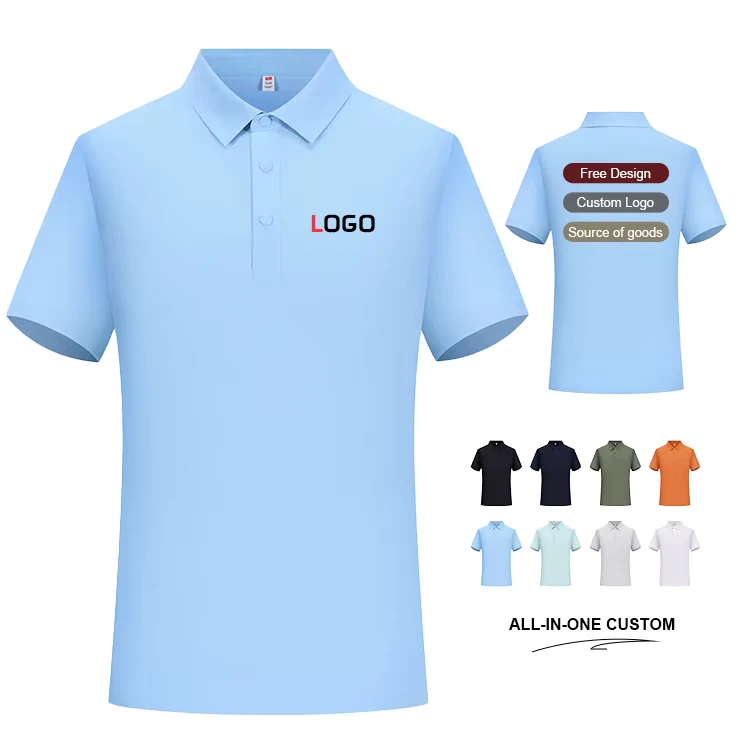 Custom Mens Printed Quick Drying Solid Color Business Workwear Polo Shirt Nylon Sports Polo T shirt Unisex Employee Polo Shirts