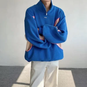 Custom Men’s Quarter Zip Pullover Sweatshirt Oversized Relaxed Fit