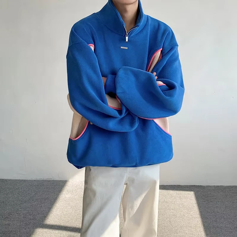 Custom Men's Quarter Zip Pullover Sweatshirt Oversized Relaxed Fit