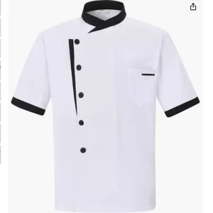 Custom Men’s Short-Sleeve Chef Jacket, Kitchen Uniform Catering Shirt for Restaurant and Bar