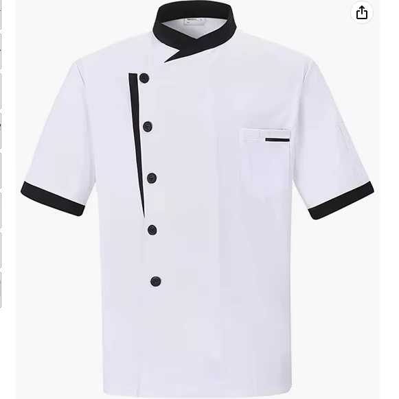 Custom Men's Short-Sleeve Chef Jacket, Kitchen Uniform Catering Shirt for Restaurant and Bar