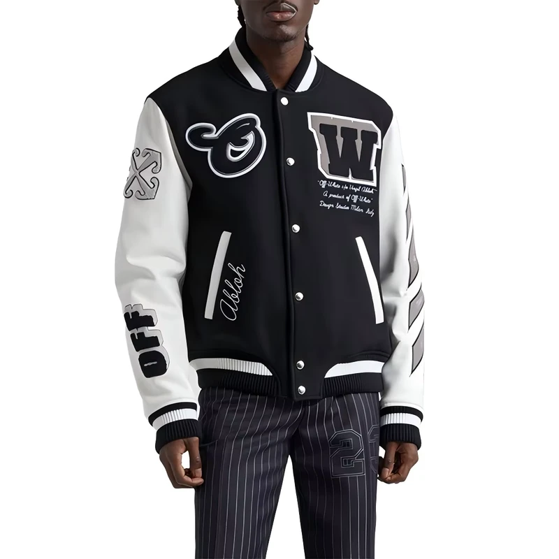 Custom Men's Vintage Preppy Style Warm Winter Varsity Jacket Reversible Breathable Embroidered Logo