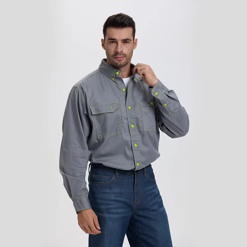 Custom Men's Welding Shirts FR Clothing Flame Resistant Work Wear FR Welding Work Shirt Safety Work Wear Shirt for Workers