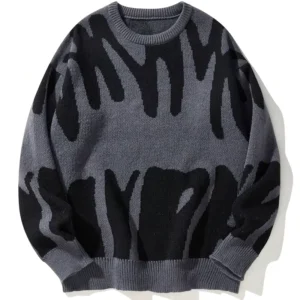 Custom Men’s Winter Graphic Allover Print Gradient Long Sleeve Loose Fit Knit Sweater