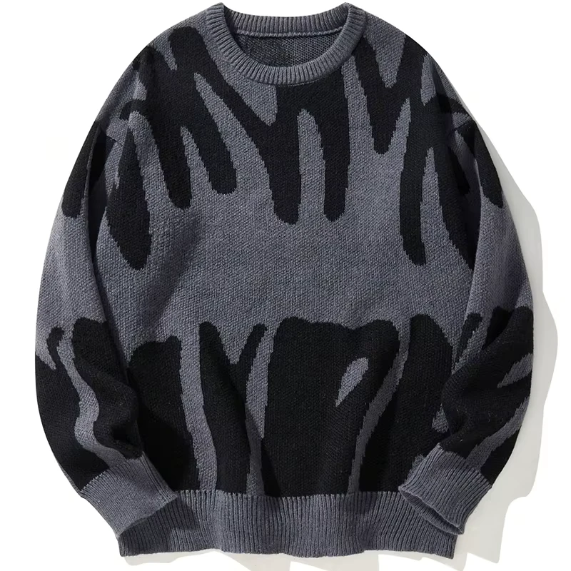 Custom Men's Winter Graphic Allover Print Gradient Long Sleeve Loose Fit Knit Sweater