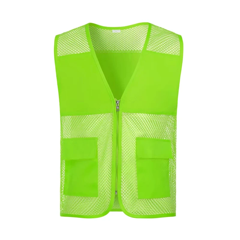 Custom Multi Pocket Reflective Safety Vest Loose Mesh Workwear with Zipper