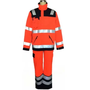 Custom NFPA Hi Vis Red Fire Entry Jacket Suit Anti Static Flame Retardant Work Set