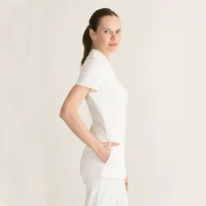 Custom New Beauty Nail Salon Scrub Uniform 2 Pieces Soft Luxury V Neckline Short Sleeve Beautician Spa Uniform for Women