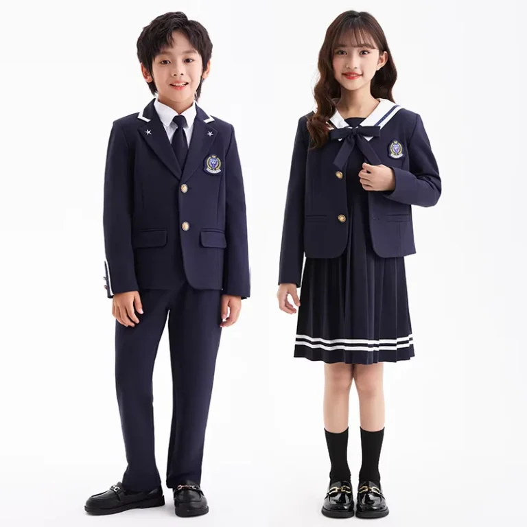Custom-New-Fall-Kindergarten-Elementary-School-Uniform-Set-Navy-Blazer-Dress-for-Class-Wear