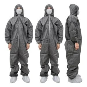 Custom Non Woven Breathable Workwear Gray Stain Resistant Protective Clothing Medical Industrial Coverall