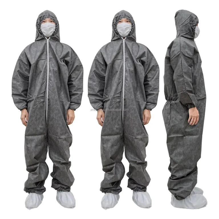 Custom-Non-Woven-Breathable-Workwear-Gray-Stain-Resistant-Protective-Clothing-Medical-Industrial-Coverall