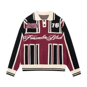 Custom OEM Logo Men’s Casual Winter Zipper Sweater Jumper, Vintage Racing Knitted Design
