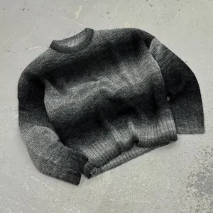 Custom OEM Long Sleeve Knitted Sweater Ombre Gradient Multi Color Fuzzy Heavyweight Soft Pullover Crewneck Knitwear Men