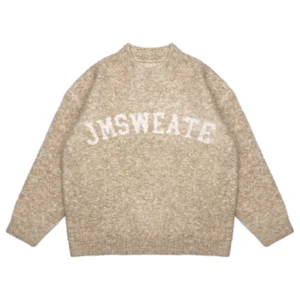 Custom OEM ODM 7GG Knitted Pullover Sweater Pure Wool Acrylic Polyester Letters Jacquard Crew Neck Knitted Sweater for Men