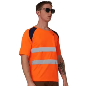 Custom OEM ODM ANSI Class 2 Hi Vis Safety T Shirts Polo Shirts Polyester Quick Dry Reflective Workwear Construction