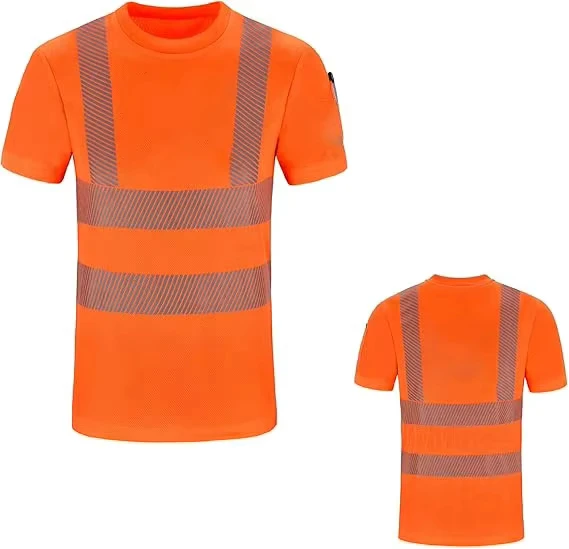 Custom OEM ODM ANSI Class 2 Hi Vis Safety T Shirts Polo Shirts Polyester Quick Dry Reflective Workwear Construction