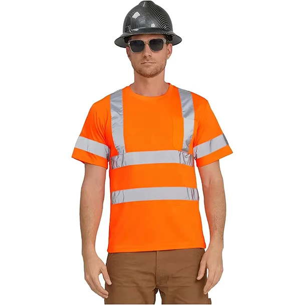 Custom OEM ODM ANSI Class 2 Hi Vis Safety T Shirts Polo Shirts Polyester Quick Dry Reflective Workwear Construction