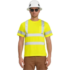 Custom OEM ODM ANSI Class 2 Hi Vis Safety T Shirts Polo Shirts Polyester Quick Dry Reflective Workwear Construction