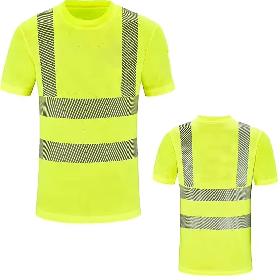 Custom OEM ODM ANSI Class 2 Hi Vis Safety T Shirts Polo Shirts Polyester Quick Dry Reflective Workwear Construction