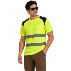 Custom OEM ODM ANSI Class 2 Hi Vis Safety T Shirts Polo Shirts Polyester Quick Dry Reflective Workwear Construction