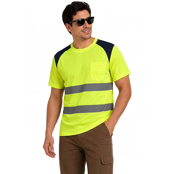 Custom OEM ODM ANSI Class 2 Hi Vis Safety T Shirts Polo Shirts Polyester Quick Dry Reflective Workwear Construction