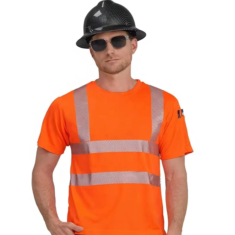 Custom OEM ODM ANSI Class 2 Hi Vis Safety T Shirts Polo Shirts Polyester Quick Dry Reflective Workwear Construction