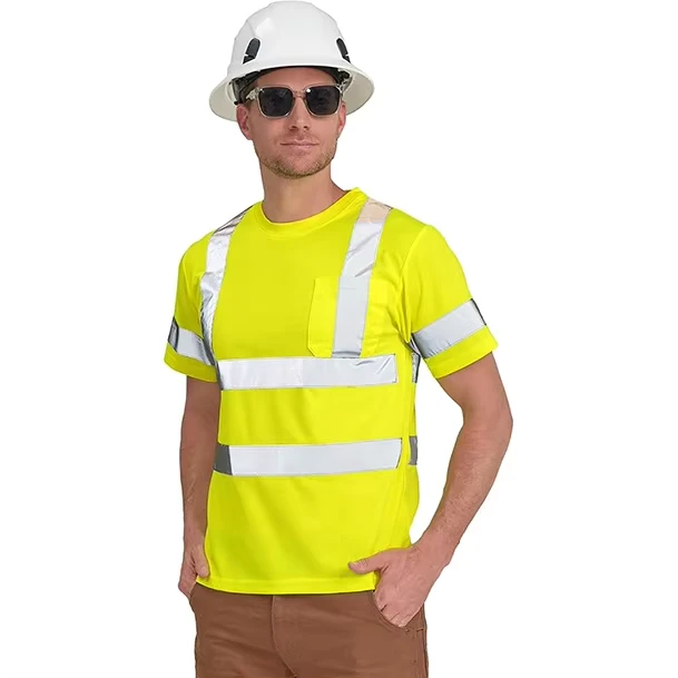 Custom OEM ODM ANSI Class 2 Hi Vis Safety T Shirts Polo Shirts Polyester Quick Dry Reflective Workwear Construction