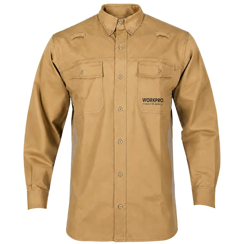 Custom OEM ODM FR Work Shirt Men's Flame Resistant Anti Static Cotton Safety Uniform Long Sleeve Factory