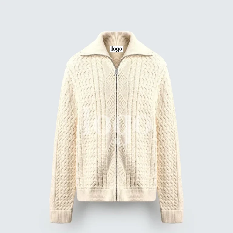 Custom-OEM-ODM-Knit-Cotton-Turn-down-Collar-Zip-Cardigan-Sweater-for-Men