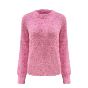 Custom OEM & ODM Ladies Sweater Pullover Jacquard Sweater Long Sleeve Knitted Women Clothes Knitwear Soft Fuzzy Sweater