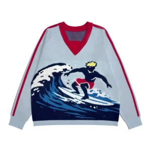 Custom OEM ODM Logo Sweater Women Jacquard Design Knitwear Ladies Knitted Girls Pullover V Neck Knit Top
