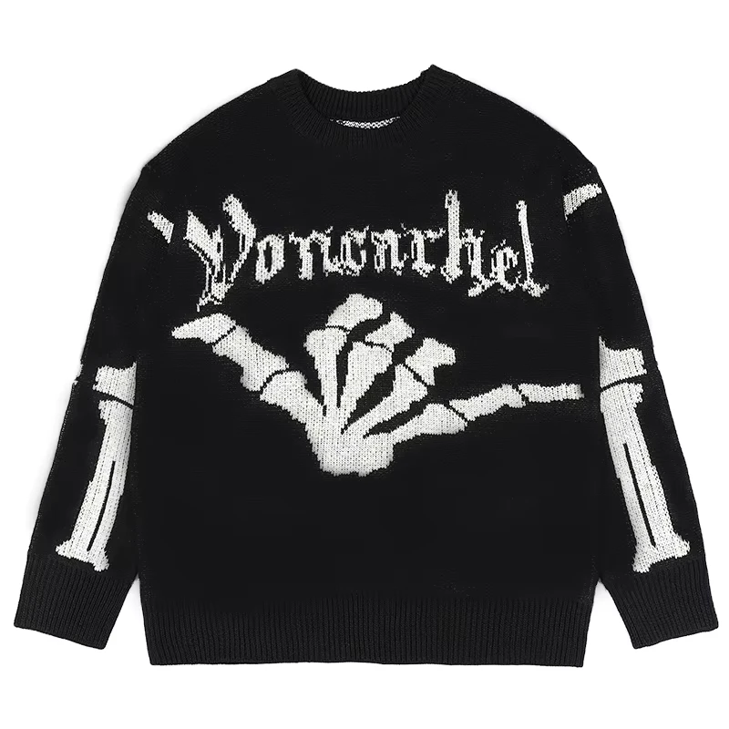 Custom OEM & ODM Men Sweater Pullover Knitwear Jacquard Pattern Long Sleeve Knitted Top Men Designer Clothes Knit Sweater Men