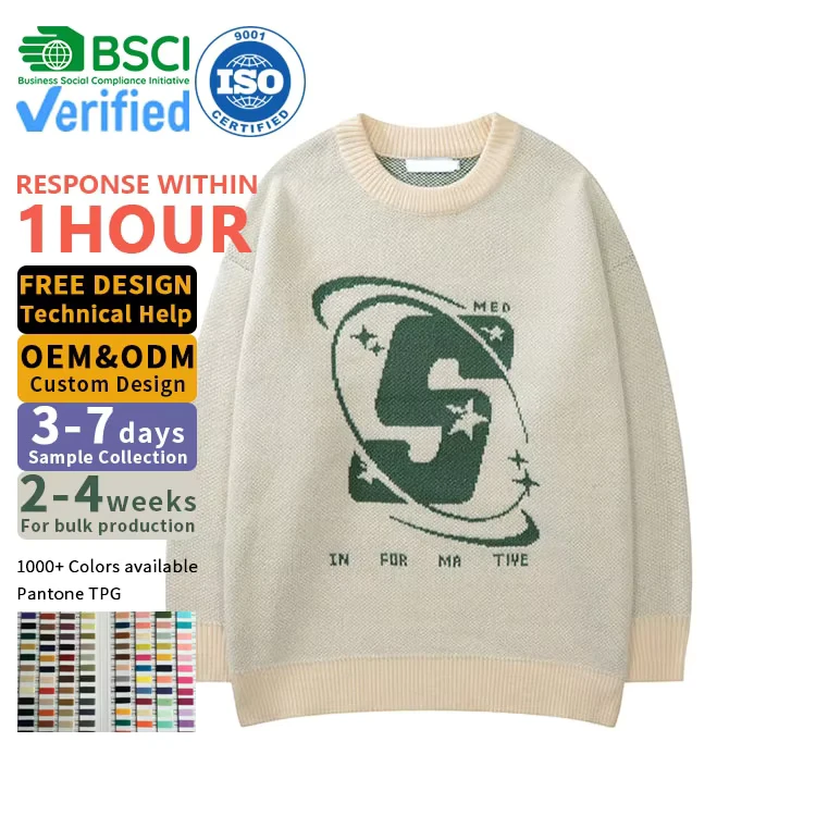Custom-OEM-ODM-Men-Sweaters-Jacquard-Cartoon-Pullover-Knitwear-Fashion-Knit-Sweater-Crew-Neck-Cotton-Black-Custom-Sweater