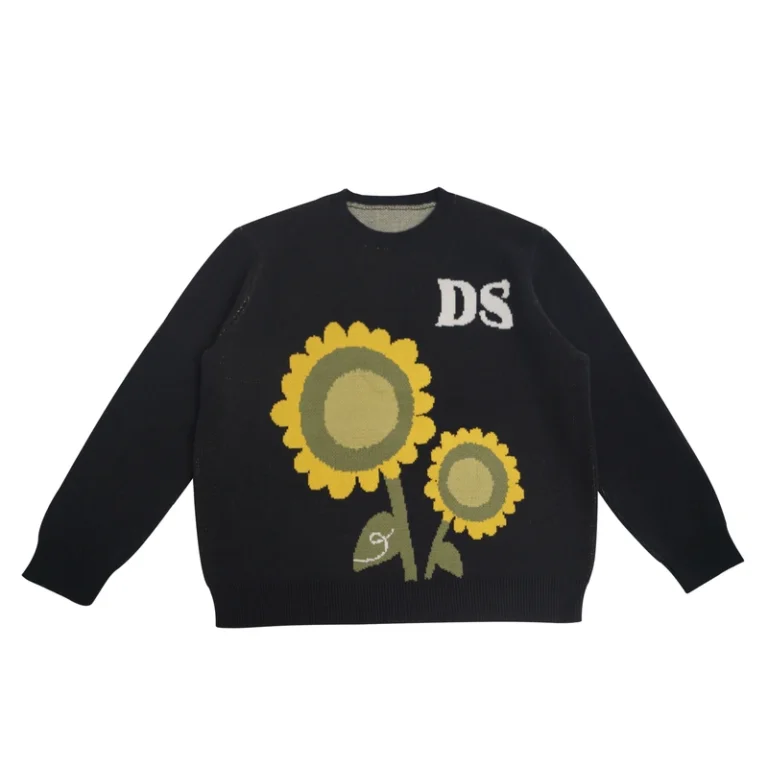 Custom-OEM-ODM-Winter-Organic-Cotton-Geometric-Pattern-Loose-Crew-Neck-Long-Sleeve-Front-Luminous-Print-Pullover-Knitted-Sweater