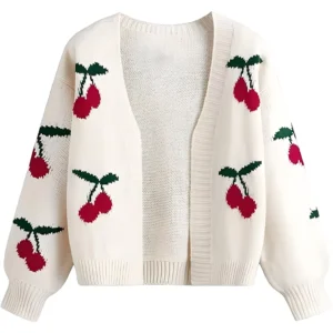Custom OEM ODM Women’s Sweater Long Sleeve Jacquard Knitwear V Neck Women Clothes Knitted Women Pullover Sweater