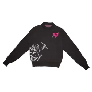 Custom OEM Unisex Winter Sweater Heart Jacquard Design Pullover Casual Crew Neck Knitwear Y2K Knitted Nylon/Cotton Front Logo