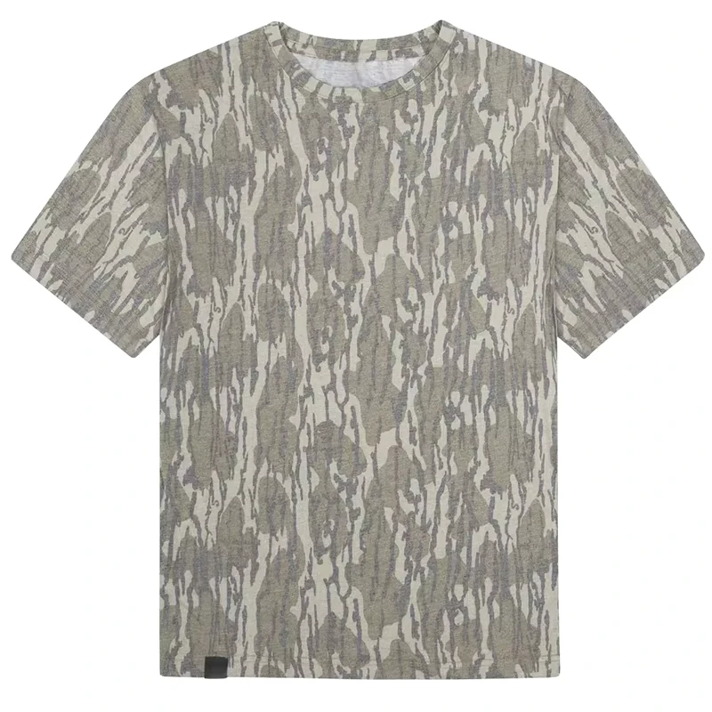Custom Old Faded Camo Tee Shirts Breathable Comfort Stretch Material Short Sleeve Washed Bottomland Camo Shirts Fishing Shirt