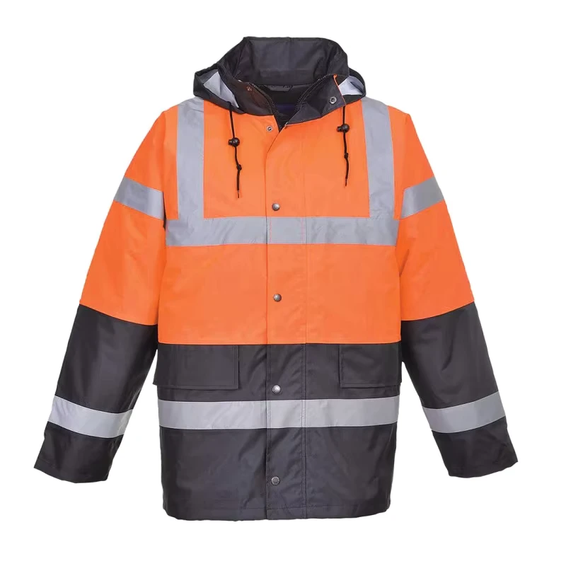 Custom Orange High Visibility Windproof Polyester Outdoor Construction Safety Reflective Men's Work Jacket