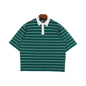 Custom Oversized Men’s 300gsm Striped Short Sleeve Polo T Shirt