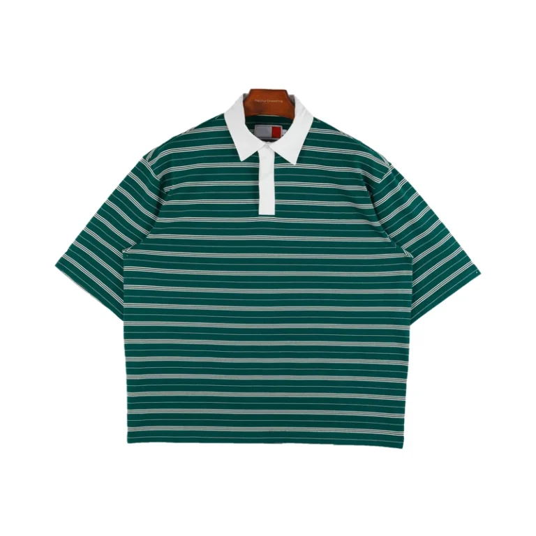 Custom-Oversized-Mens-300gsm-Striped-Short-Sleeve-Polo-T-Shirt
