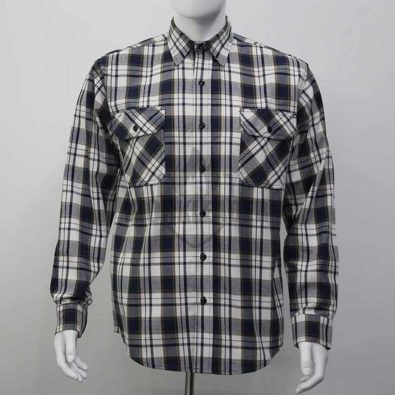 Custom Pattern Plaid Fireproof Work Shirt UL Certified 100% Cotton Flame Resistant Shirt