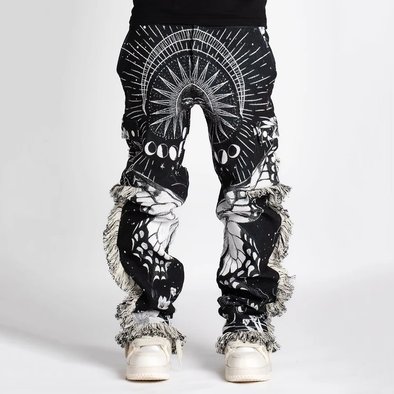 Custom Pattern Tapestry Pants 100% Luxury Cotton Straight Leg Rug Cargo Pant Streetwear Woven Blanket Fringes Tapestry Pants
